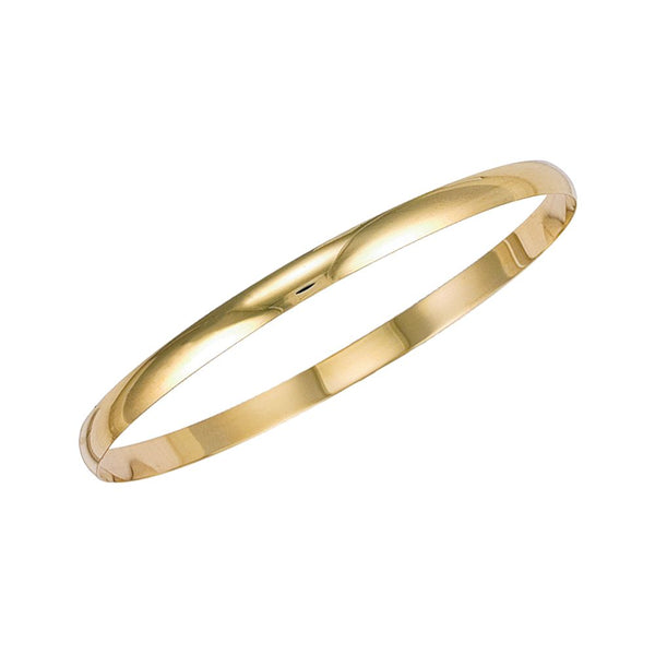 Bracelet - 9ct Yellow Gold 3mm D-Shaped Slave Bangle - by Hearts Forever Jewellers