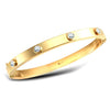 Bracelet - 9ct Yellow Gold Rub-Over Set Bangle - by Hearts Forever Jewellers