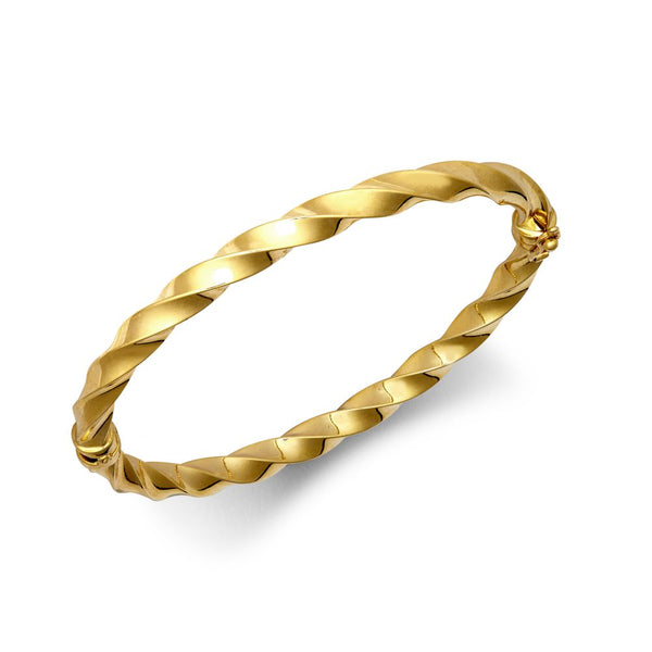 Bracelet - 9ct Yellow Gold 5mm Polished Twist Bangle - by Hearts Forever Jewellers