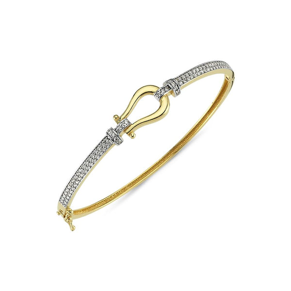 Cubic Zirconia Bracelet - 9ct White CZ set ladies hinged hook bangle - by Hearts Forever Jewellers