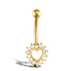 Cubic Zirconia Jewellery - 9ct Yellow Gold Cubic Zirconia Heart Belly Bar - by Hearts Forever Jewellers