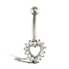 Cubic Zirconia Jewellery - 9ct White Gold Cubic Zirconia Heart Belly Bar - by Hearts Forever Jewellers