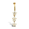 Cubic Zirconia Jewellery - 9ct Yellow Gold Cubic Zirconia Flower Belly Bar Dropper - by Hearts Forever Jewellers