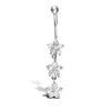 Cubic Zirconia Jewellery - 9ct White Gold Cubic Zirconia Flower Belly Bar Dropper - by Hearts Forever Jewellers