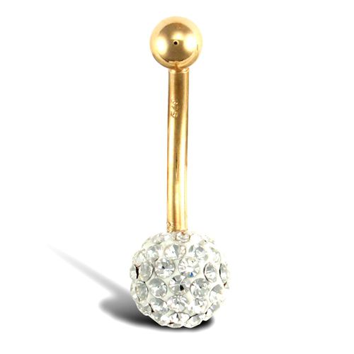 Jewellery - 9ct Yellow Gold Crystal Belly Bar - by Hearts Forever Jewellers