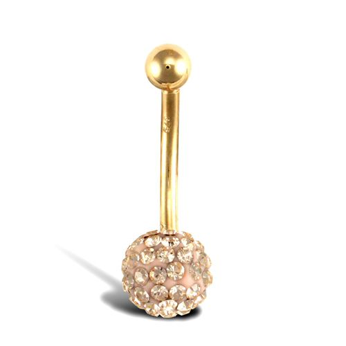 Jewellery - 9ct Yellow Gold Crystal Belly Bar - by Hearts Forever Jewellers