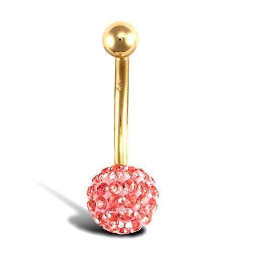 Jewellery - 9ct Yellow Gold Crystal Belly Bar - by Hearts Forever Jewellers