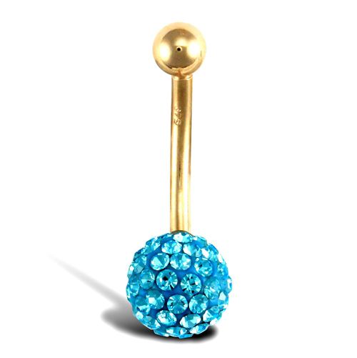 Jewellery - 9ct Yellow Gold Crystal Belly Bar - by Hearts Forever Jewellers