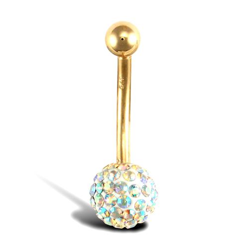 Jewellery - 9ct Yellow Gold Crystal Belly Bar - by Hearts Forever Jewellers