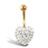Jewellery - 9ct Yellow White Crystal Heart Belly Bar - by Hearts Forever Jewellers