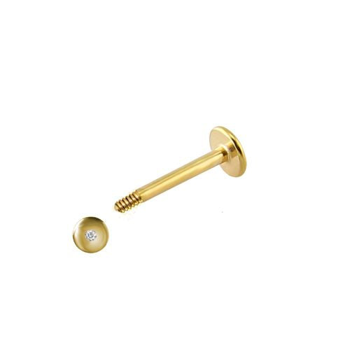 Cubic Zirconia Ring - 9ct Yellow 12mm CZ Labret (Lip) Stud - by Hearts Forever Jewellers