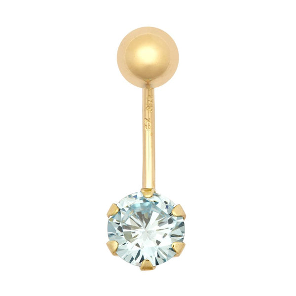 Cubic Zirconia Jewellery - 9ct Yellow Gold Cubic Zirconia Belly Bar - by Hearts Forever Jewellers
