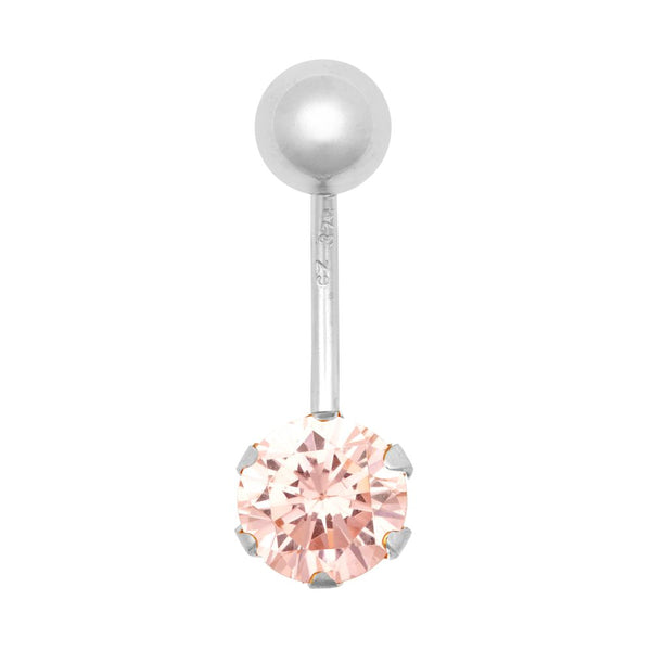 Cubic Zirconia Jewellery - 9ct White Gold Cubic Zirconia Belly Bar - by Hearts Forever Jewellers