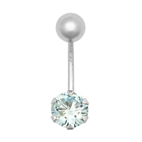 Cubic Zirconia Jewellery - 9ct White Gold Cubic Zirconia Belly Bar - by Hearts Forever Jewellers