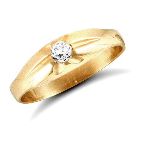Cubic Zirconia Ring - 9ct Yellow Gold Baby Cubic Zirconia Ring - by Hearts Forever Jewellers
