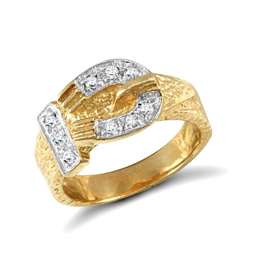 Cubic Zirconia Ring - 9ct Yellow Gold Cubic Zirconia Children's Buckle Ring - by Hearts Forever Jewellers