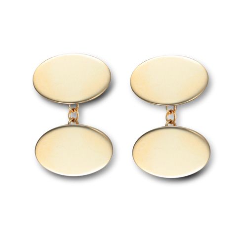 Necklace - 9ct Yellow Gold Cufflinks Oval - by Hearts Forever Jewellers