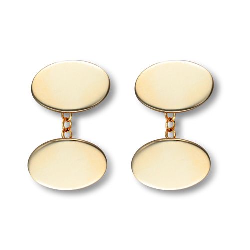 Necklace - 9ct Yellow Gold Cufflinks Oval - by Hearts Forever Jewellers
