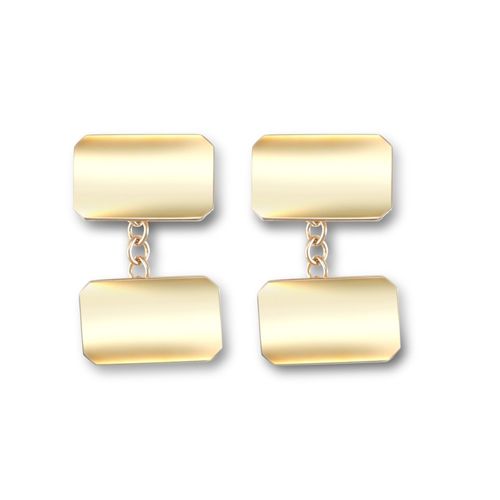 Necklace - 9ct Yellow Gold Cufflinks Oblong - by Hearts Forever Jewellers