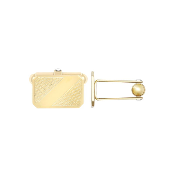 Jewellery - 9ct Yellow GoldArt Deco Engine Turned Cufflinks Cut Corners Swivel Back - by Hearts Forever Jewellers