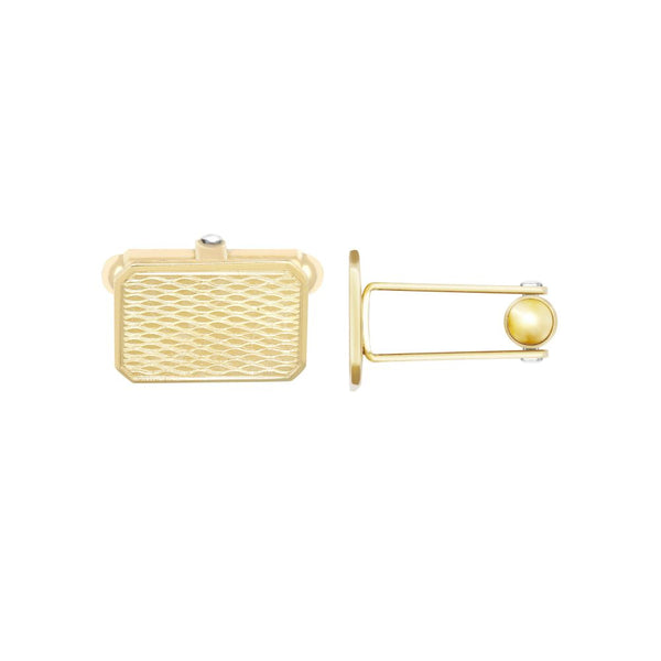Jewellery - 9ct Yellow GoldArt Deco Engine Turned Cufflinks Cut Corners Swivel Back - by Hearts Forever Jewellers