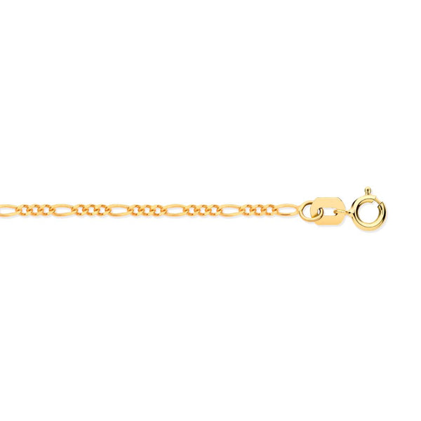 Diamond Necklace - 9ct Yellow Gold Diamond Cut Figaro 2.3mm Chain - by Hearts Forever Jewellers