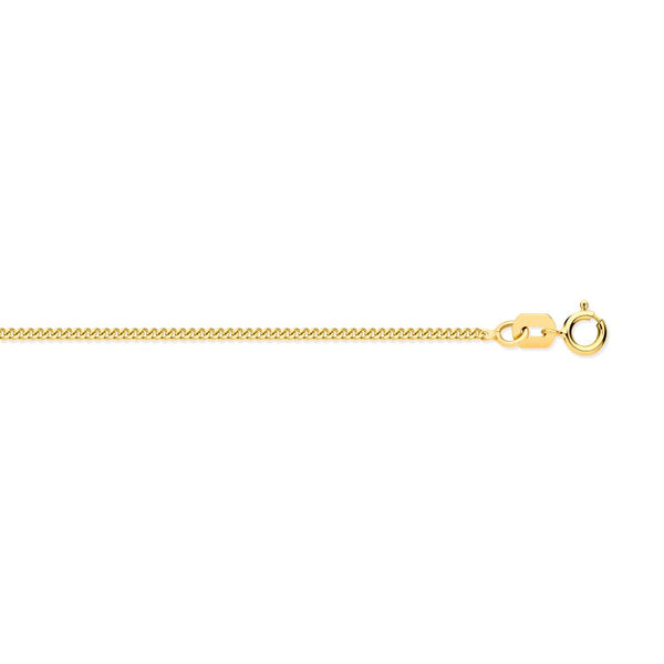 Diamond Necklace - 9ct Yellow Gold Diamond Cut Curb 1.15mm Chain 16-18 Inch Extender - by Hearts Forever Jewellers