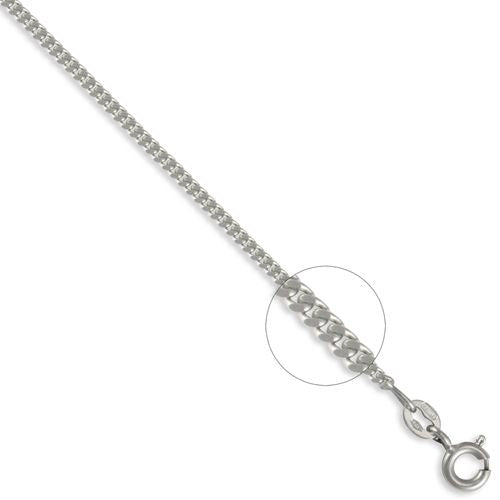 Diamond Necklace - 9ct White Gold Diamond Cut Curb 1.4mm Gauge Pendant Chain - by Hearts Forever Jewellers