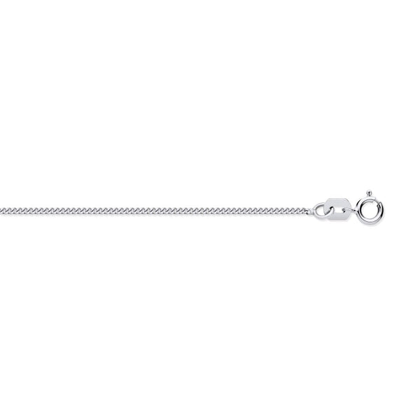 Diamond Necklace - 9ct White Gold Diamond Cut Curb 1.15mm Chain 16-18 Inch Extender - by Hearts Forever Jewellers