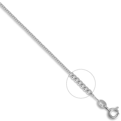 Diamond Necklace - 9ct White Gold Diamond Cut Curb 1.4mm Gauge Pendant Chain - by Hearts Forever Jewellers