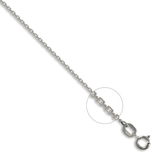 Diamond Ring - 9ct White Gold Diamond Cut Concertina Trace 1.2mm Gauge Pendant Chain - by Hearts Forever Jewellers