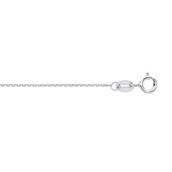 Diamond Ring - 9ct White Gold Diamond Cut Concertina Trace 1.2mm Gauge Pendant Chain - by Hearts Forever Jewellers
