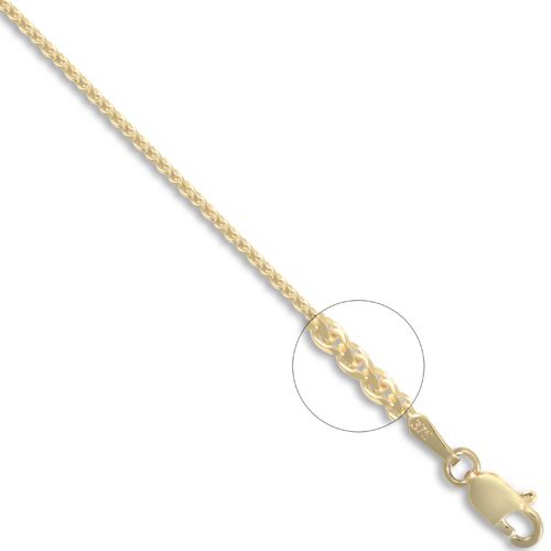 Diamond Necklace - 9ct Yellow Gold Diamond Cut Spiga 1.2mm Gauge Pendant Chain - by Hearts Forever Jewellers