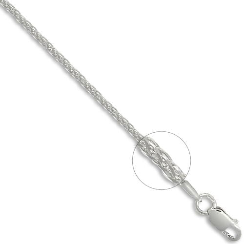 Diamond Necklace - 9ct White Gold Diamond Cut Spiga 1.2mm Gauge Pendant Chain - by Hearts Forever Jewellers