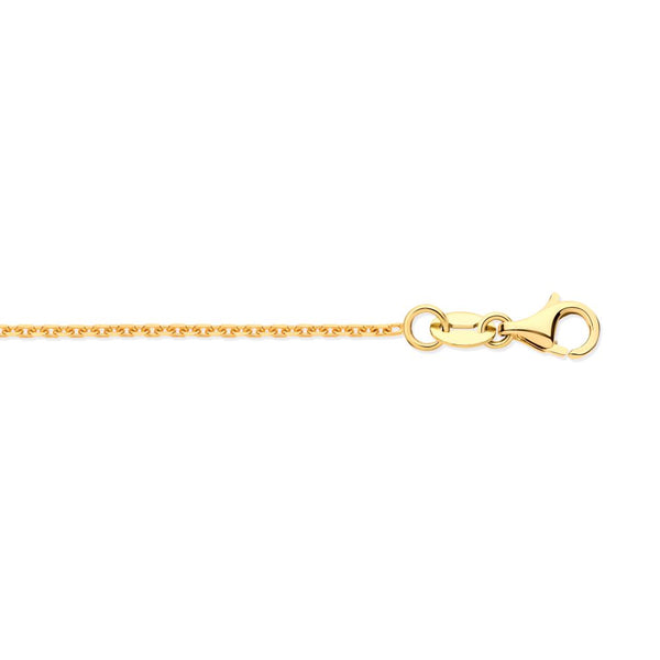 Diamond Necklace - 18ct Yellow Gold Diamond Cut Cable 1.2mm Chain 16-18 Inch Extender - by Hearts Forever Jewellers