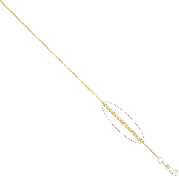 Diamond Necklace - 9ct Yellow Gold Franco Chain Diamond Cut 8 Side 0.9mm Gauge Pendant Chain - by Hearts Forever Jewellers