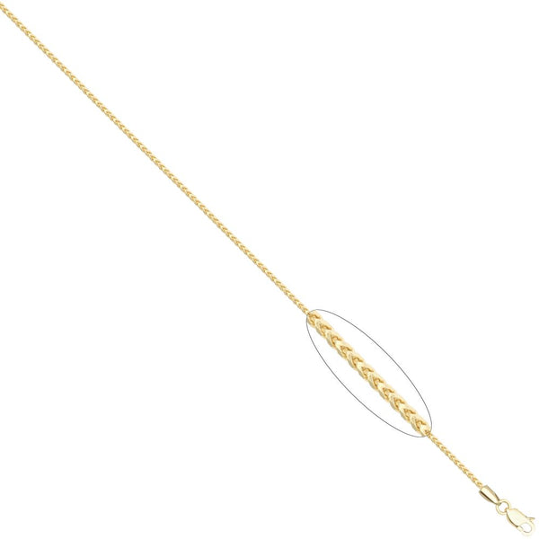 Diamond Necklace - 9ct Yellow Gold Franco Chain Diamond Cut 8 Side 0.9mm Gauge Pendant Chain - by Hearts Forever Jewellers
