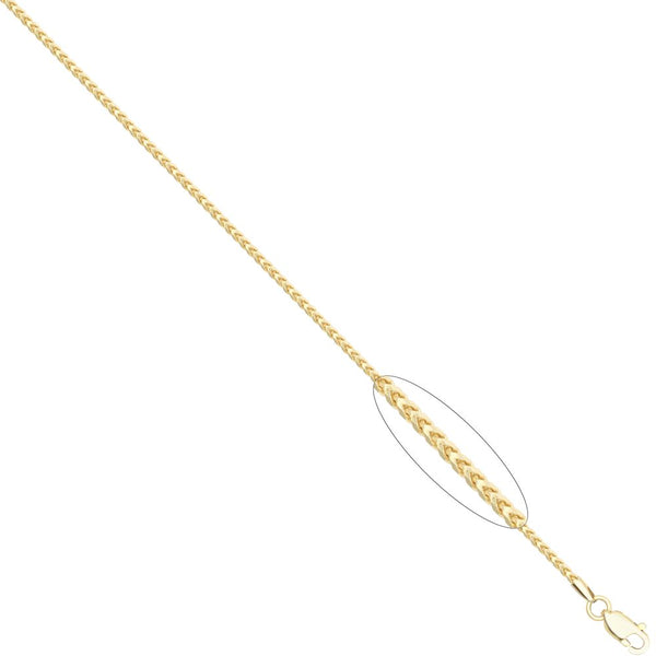 Diamond Necklace - 9ct Yellow Gold Franco Chain Diamond Cut 8 Side 0.9mm Gauge Pendant Chain - by Hearts Forever Jewellers