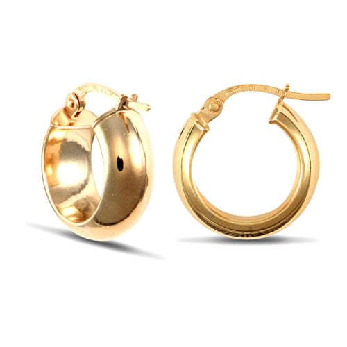 Ring - 9ct yellow gold D-shaped wedding band design creole Hoop Earrings - by Hearts Forever Jewellers