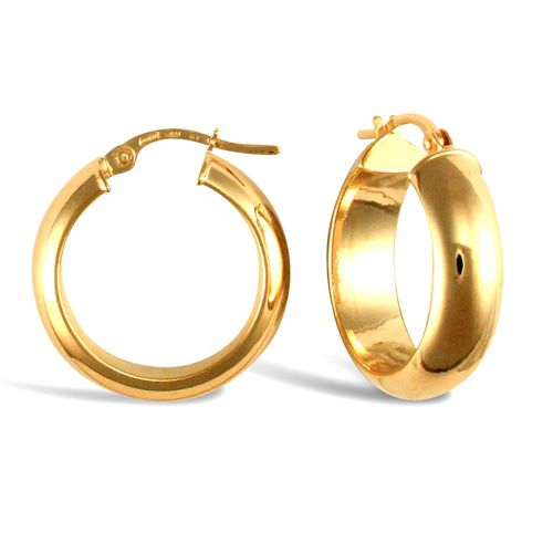 Ring - 9ct yellow gold D-shaped wedding band design creole Hoop Earrings - by Hearts Forever Jewellers