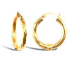 Ring - 9ct yellow gold half twisted hoop creole earrings with a collared dividing point - by Hearts Forever Jewellers