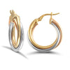 Ring - yellow and white and rose 9ct gold Russian wedding ring design twisted creole Hoop Earrings - by Hearts Forever Jewellers