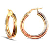 Ring - yellow and white and rose 9ct gold Russian wedding ring design twisted creole Hoop Earrings - by Hearts Forever Jewellers
