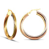 Ring - yellow and white and rose 9ct gold Russian wedding ring design twisted creole Hoop Earrings - by Hearts Forever Jewellers