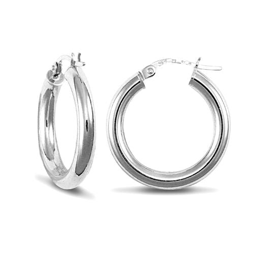 Ring - 9ct white gold elegant 3mm creole Hoop Earrings - by Hearts Forever Jewellers