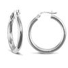 Ring - 9ct white gold elegant 3mm creole Hoop Earrings - by Hearts Forever Jewellers