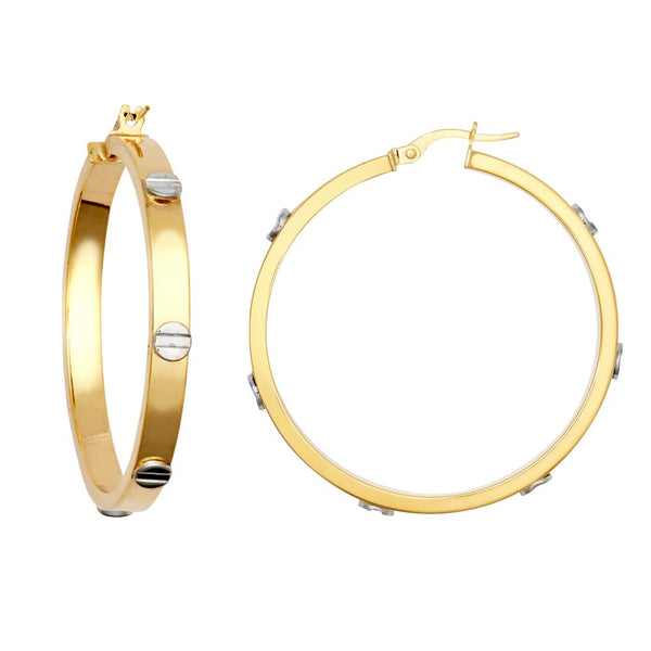 Ring - 9ct Yellow & White Gold 4mm Hoop Earrings - by Hearts Forever Jewellers