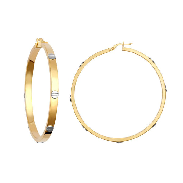 Ring - 9ct Yellow & White Gold 4mm Hoop Earrings - by Hearts Forever Jewellers