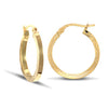 Ring - 9ct yellow gold square-tube creole Hoop Earrings with a engraved wavy design - by Hearts Forever Jewellers
