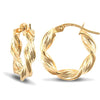 Ring - 9ct yellow gold twisted creole Hoop Earrings textured with a barked pattern - by Hearts Forever Jewellers